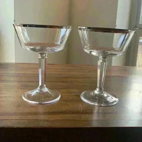 Lenox Other - Lenox Crystal Glasses w/Platinum Trim (Solitaire) Champagne Co…Vintage